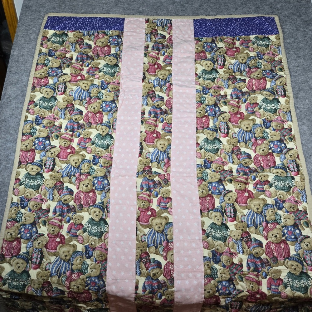 Project Linus Unisex Multi Teddy Bear Patchwork Star Quilt 28x39